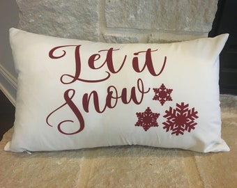 Christmas pillows, holiday decor, holiday pillows, let it snow, Christmas gifts, holiday home decor, Christmas decor, red pillow cover