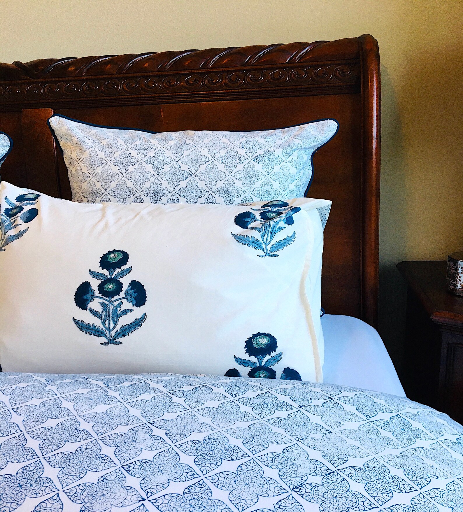 Queen Duvet Set/ Blue White Duvet/ Queen Bed Cover / Blue Duvet Cover / Cotton Duvet/ Duvet