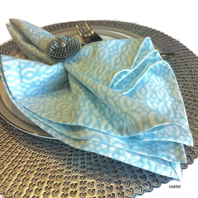 Blue Dinner Napkins/ Printed Dinner Napkins/ Table Linens/ Etsy Denmark
