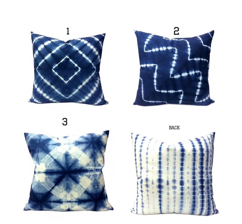 shibori pillowcase throw pillow covers boho pillows Indigo shibori cushion cover Tie dye pillows royal blue pillows blue white cushion