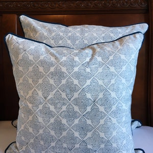 blue decorative pillows, pillow cases, 20 inch pillow cover, pillow cover, blue pillow covers, cushions, handblock printed, throw pillows