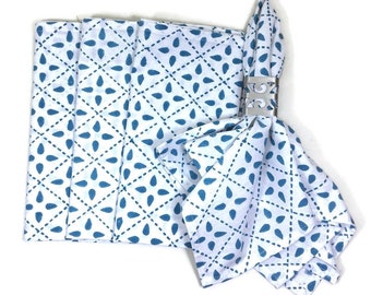 cloth napkins set of 4 / hand block printed/ summer napkins / blue dinner napkins / table linens /dinner napkins / blue cotton napkins