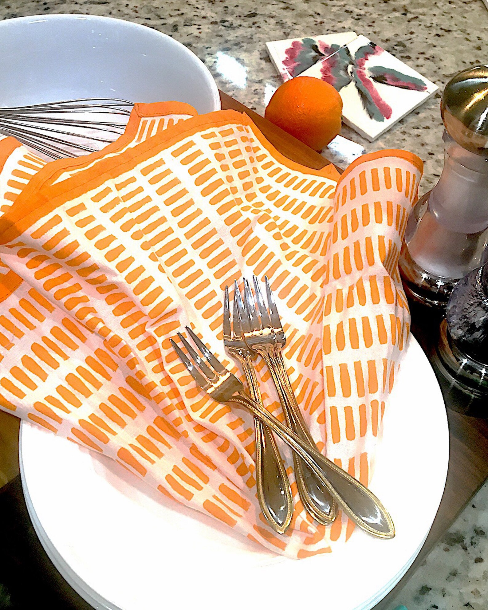 Orange Cloth Napkins/ Block Printed Napkin/ Cotton Dinner Etsy