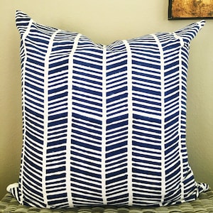 26x26 pillow cover, Blue and White Herringbone Pillow Cover, navy blue pillow covers, cushion covers, decorative pillows, euro sham