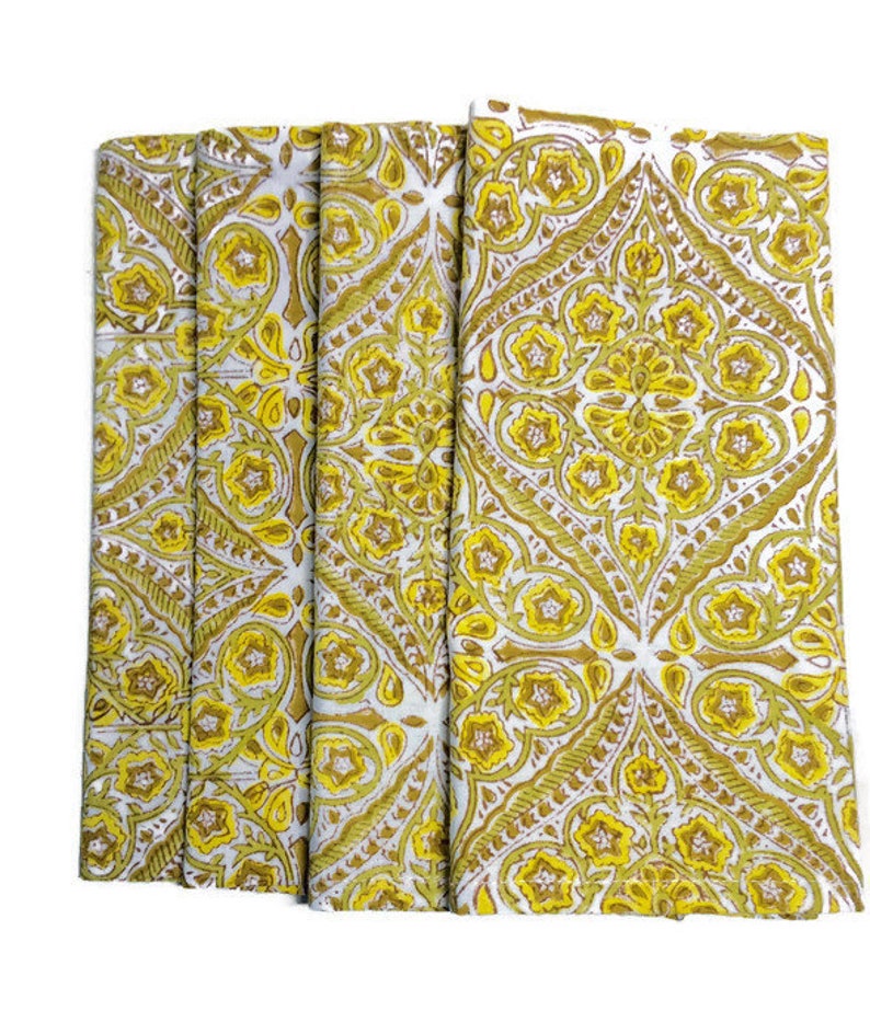 Yellow Dinner Napkins/ Block Printed Napkin/ Cotton Napkins / Etsy