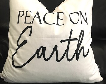 Peace on Earth Pillow, Christmas Pillow, Christmas Decor, Home Decor, Farmhouse Christmas Decor, 20x20 Pillow covers, Christmas Gifts,Pillow