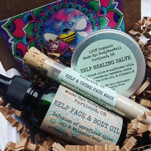 Kelp Facial Kit, Kelp Face Mask, Kelp Salve, Cruelty-Free Beauty, Facial Care, Dry Skin Salve, Clear Skin Kit, Self Care Kit, Clean Beauty!