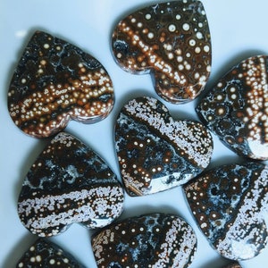 Ocean Jasper Heart, Polished Crystal Heart Cabochon, Druzy Heart, Witchy Gifts, Collector Crystal, Crystal Grid, Gemstones & Minerals!