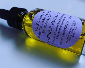 Lavender Facial Oil, Organic Lavender Oil, Organic Facial Serum, Vegan Moisturizer, Herbal Skincare, Vegan Cosmetics, Cruelty-Free Beauty!