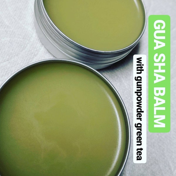Gua Sha Facial Balm, Gunpowder Green Tea Balm, Anti-Aging Moisturizer, Organic Skincare, Facial Treatment, Facial Care, Cruelty-Free Beauty!