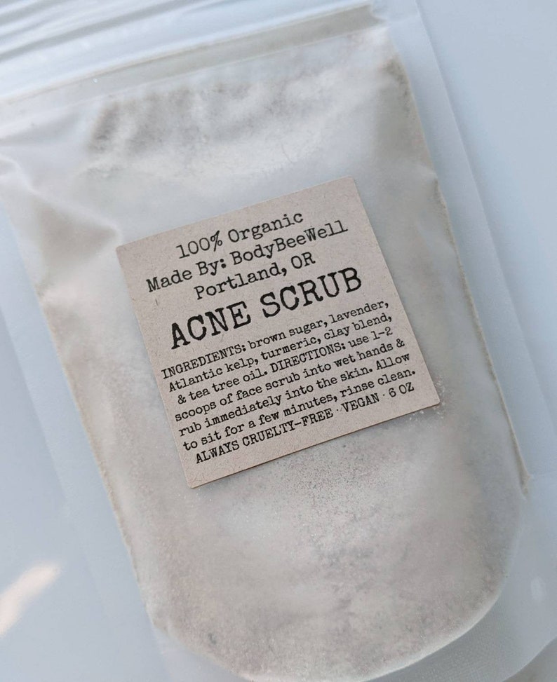 Organic Acne Scrub Cleansing Grains Ecofriendly Face Scrub Etsy