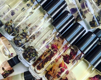 Óleos com infusão de pedras preciosas, óleo de perfume, cuidados botânicos com a pele, óleos de unção, lavanda, rosa, vegano, feito à mão, banho e beleza, sem crueldade, altar!