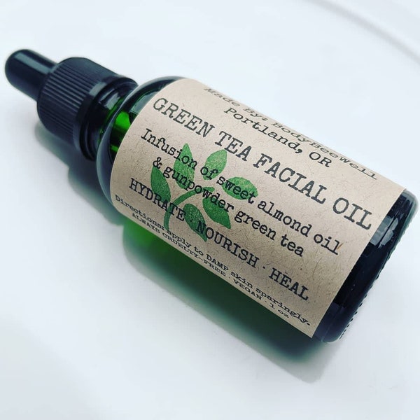 Green Tea Facial Oil, Gua Sha Oil, Facial Care, Organic Skincare, Facial Treatment, Anti-Aging Skincare, Cruelty-Free Beauty!