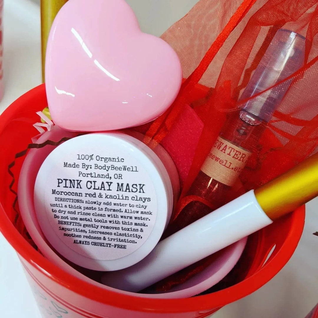 Face Mask Bucket Pink Clay Face Mask Kit Clear Skin Organic Etsy
