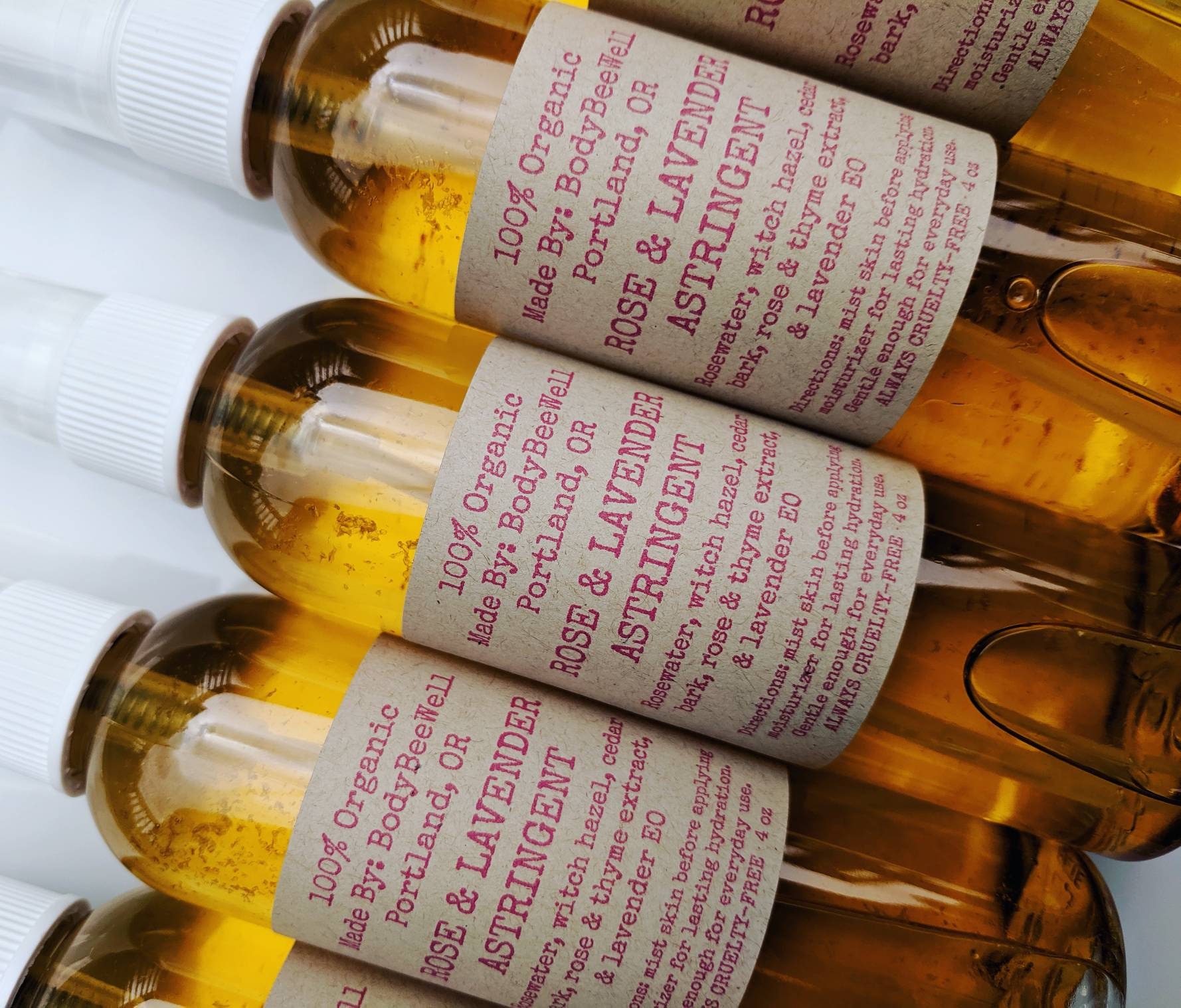 Organic Astringent, Toner, Handmade Vegan Cosmetics, Acne, Rose & Lav…