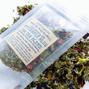 Organic Butterfly Blue Pea Loose Leaf Tea Blend, Blue Matcha Tea, Blue Pea Tea, Hot Tea, Health & Wellness, Decaf Tea Blend, Cruelty-Free!