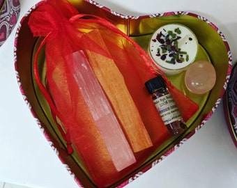 Ritual Kit, Valentine's Day Gift, Tealight Candle, Palo Santo, Selenite Stick, Crystal Healing, Witchy Gifts, Gifts for Her, Altar Kit!