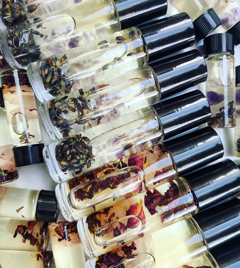 Gemstone Infused Oils, Perfume Oil, Botanical Skincare, Anointing Oils, Lavender, Rose, Vegan, Handmade, Bath & Beauty, Cruelty Free, Altar image 2