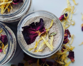 Esfoliante facial Flower Power, cuidados com a pele orgânicos, grãos de limpeza, esfoliante de açúcar, beleza sem crueldade!