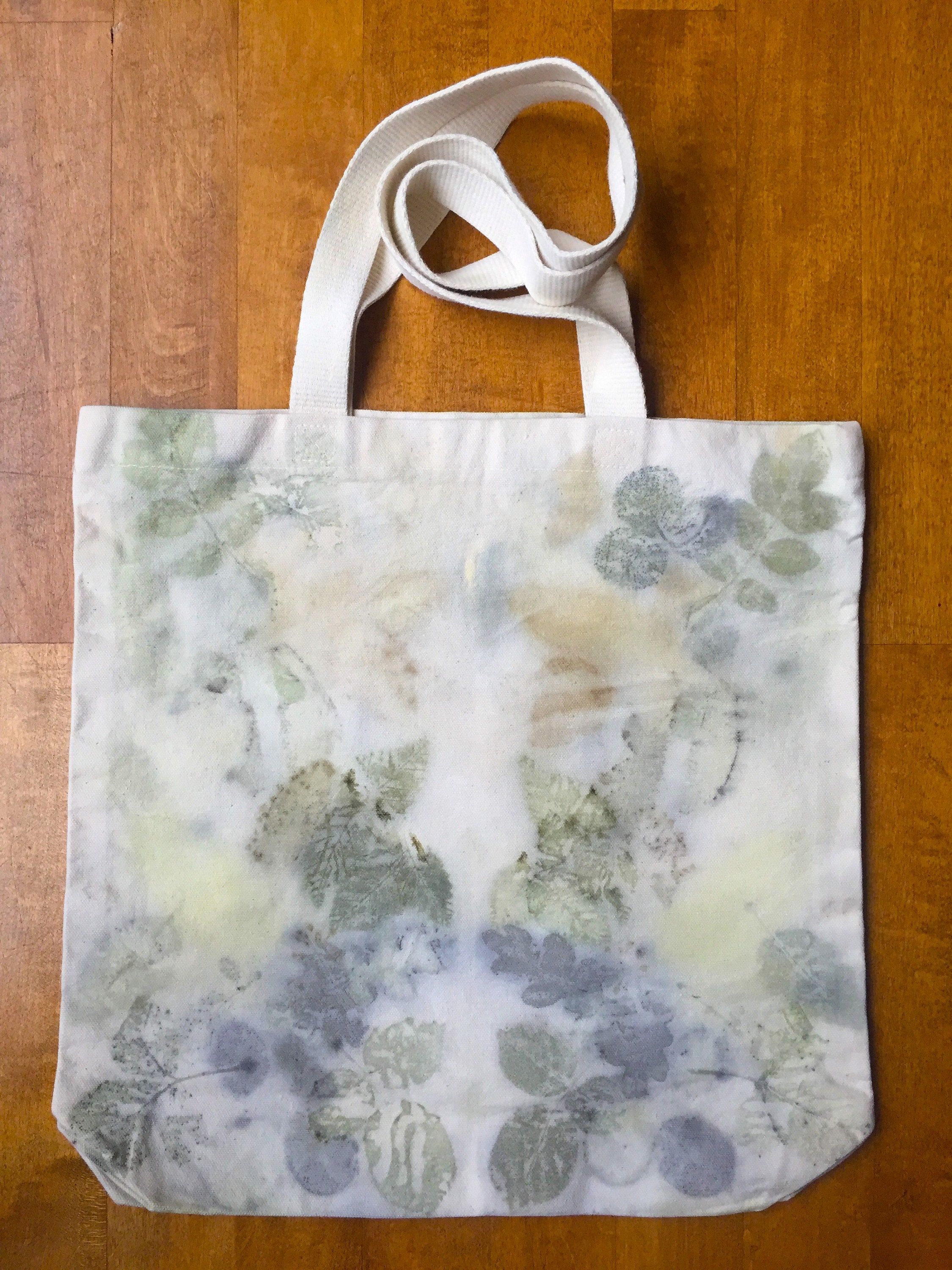Large Ecoprint Canvas Tote Bag Etsy