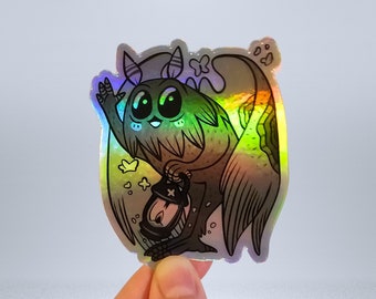 Mothman Holographic Cryptid Sticker - Water, Sun, and Scratch Resistant, Die-Cut Vinyl