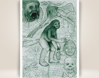 Wildman of Enon, Ohio - Bigfoot Cryptid Anatomy Study Sketch Print