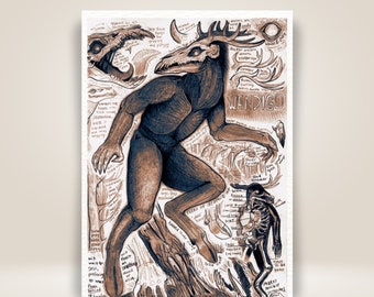 Wendigo Macabre Anatomy Study Drawings & Prints - LARP Creature Journal