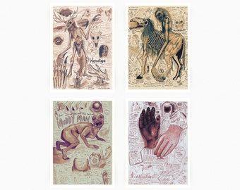 Wendigo, Undead, and Macabre Mythological Figures, Animals, and Myths | Field Journal & LARP Anatomy Prints