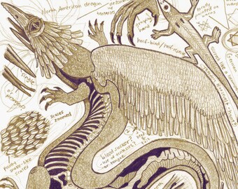 Snallygaster, a North American Dragon: Cryptid Art Print