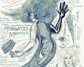 Atargatis Mermaid : a Cryptid Bestiary Study Print