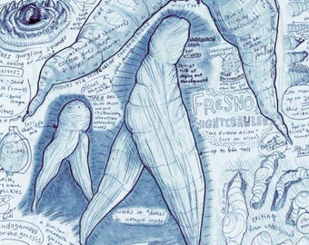 Alien Print | Fresno Nightcrawlers: California and Montana Cryptozoology Field Guide Art