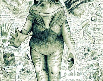 Cryptid Print | Loveland Frogman: Ohio Cryptozoology Field Guide Art