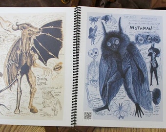 Cuaderno de bocetos de Cryptid Field Art y colección completa, volúmenes 1 a 4, libro animado/Virginia Occidental, los Apalaches y criaturas legendarias