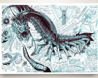 Remorhaz the Frost Worm Monster Anatomy Study Drawing & Print - LARP Creature Journal