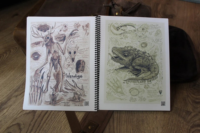 Cryptid Field Art Sketchbook & Complete Collection Volumes 1 4 Flipbook West Virginia, Appalachia, and Legendary Creatures image 2