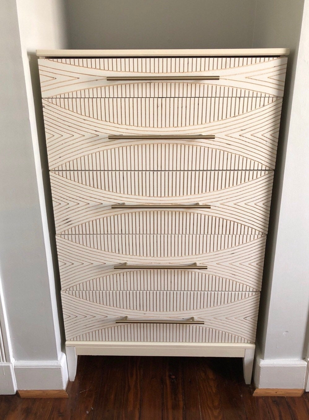 IKEA Tarva 5 Drawer Carved Dresser Drawer Front