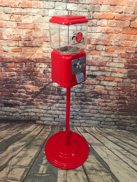 Chevron gas candy machine glass globe Gulf gas double Acorn gumball machine