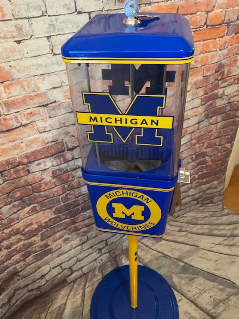 Gumball Machine Candy Dispenser Michigan Wolverines Game Room Etsy