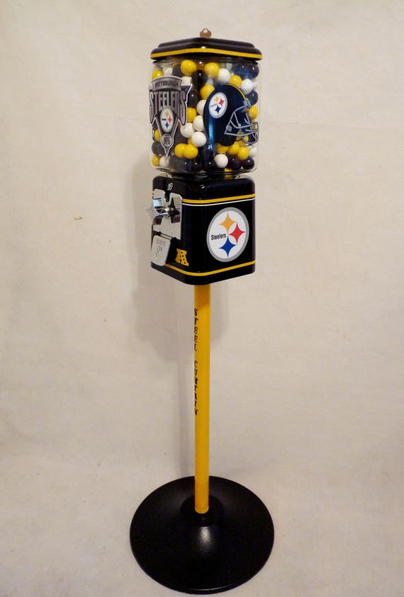 Pittsburgh Steelers Inspired Vintage Gumball Candy Machine Stand Custom Order Your Sport Team Novelty Gift Man Cave Living Room Decor