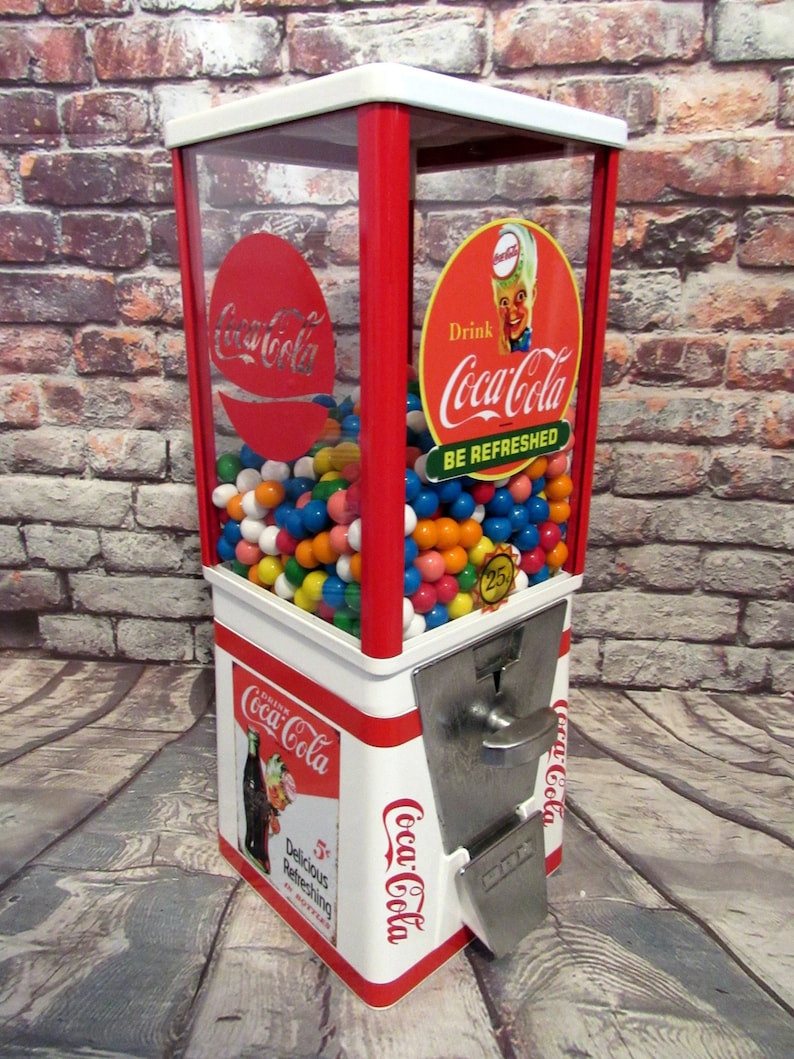 Coca cola vintage gumball machine gum dispenser vintage Oak | Etsy