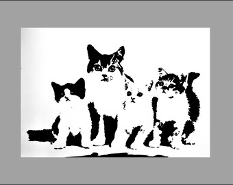 Gatto Dipinto Gattino Bianco E Nero Dipinto Originale Etsy