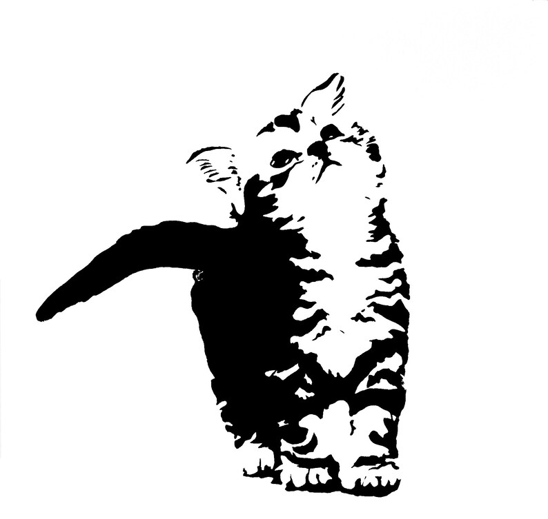 Black and White 141, Cats Painting, Kitten, Animal Drawing, Pet