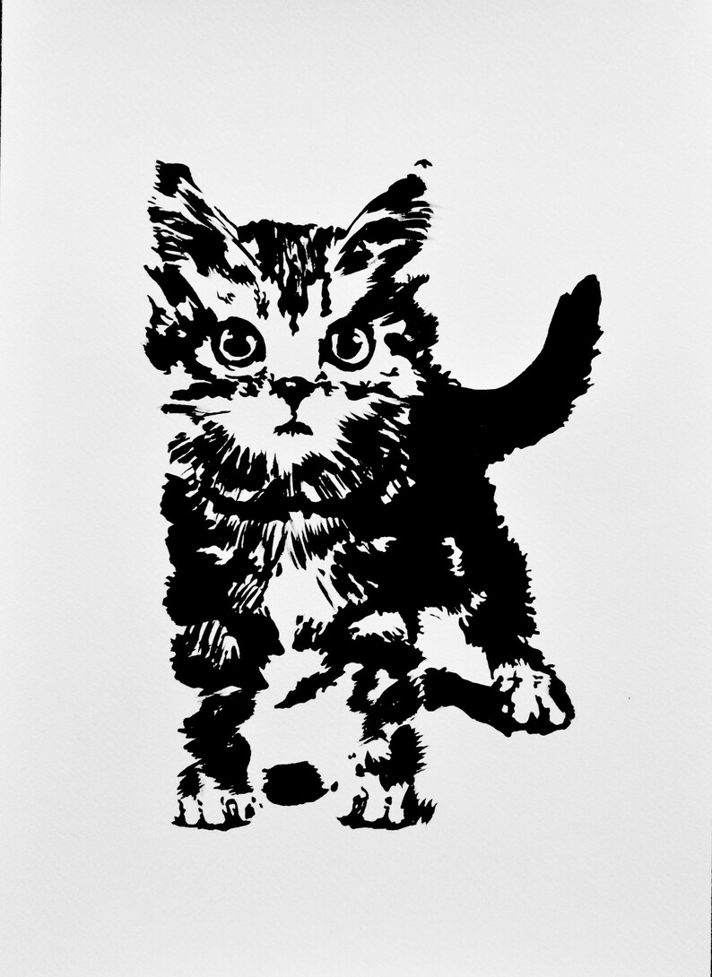Black and White 142, Cats Painting, Kitten, Animal Drawing, Pet