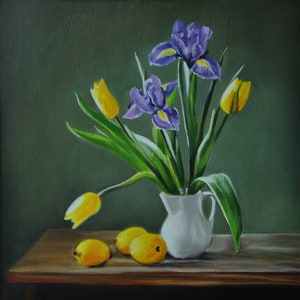 Still life with flowers and lemons