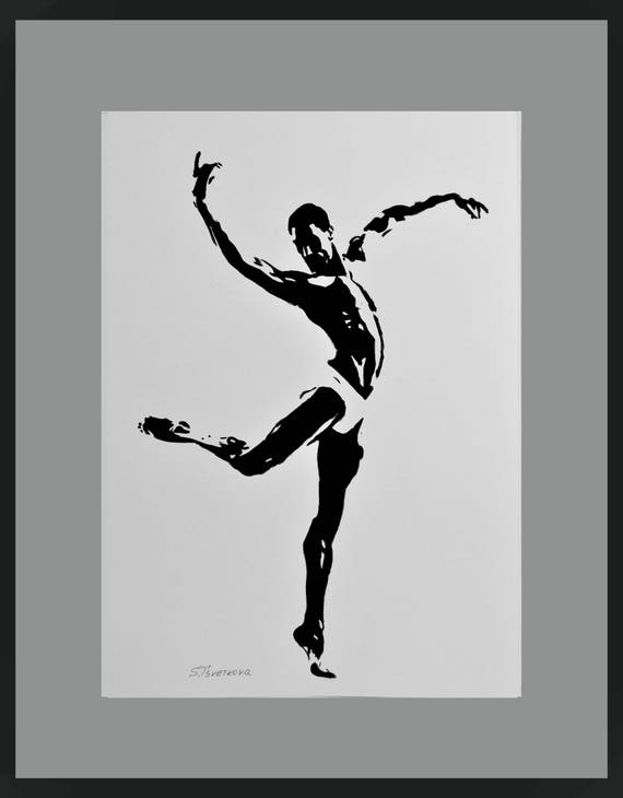 Noir Et Blanc 50 Danseur De Dessin Ballet Art Moderne Corps Abstrait Idée Cadeau Portrait Dhomme Art Mural Graphique Illustrative 35 X 25