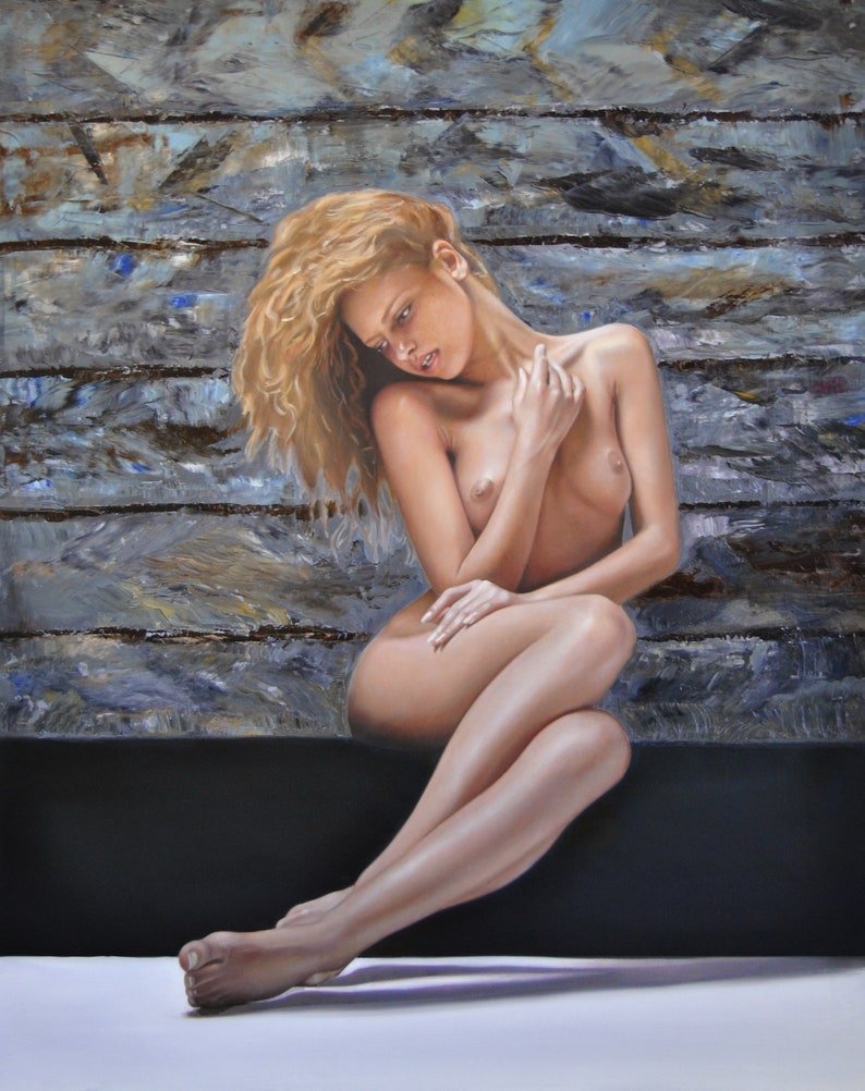 Canvas Nude Art Sexy Woman Breast Nude Painting Naked Women image pic