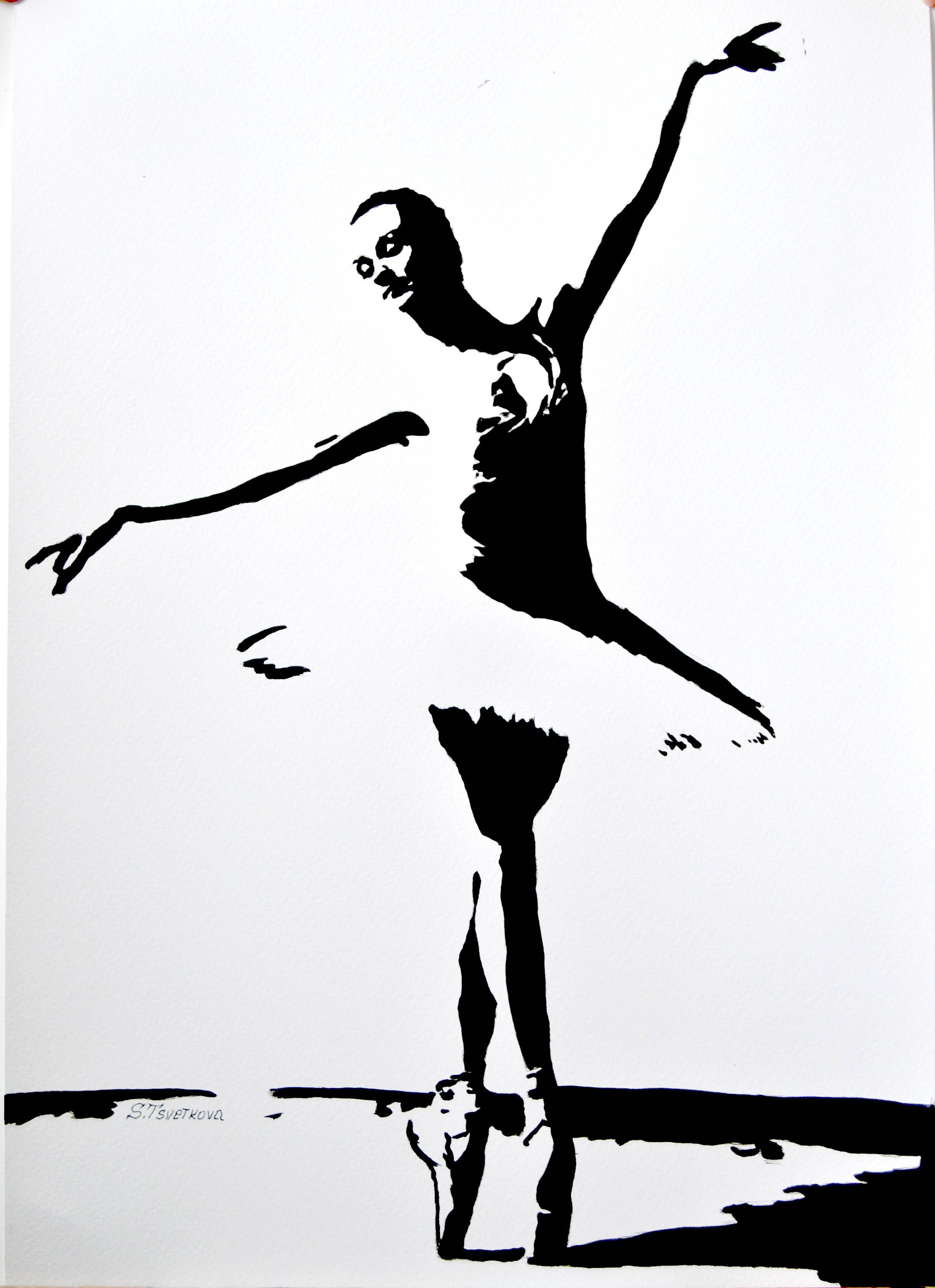 Black and White Ballerina Ballet Painting Dancer | Etsy