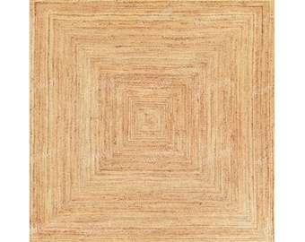 Natürlicher Juteteppich Juteteppich Geflochtener Teppich Quadratischer Juteteppich, Boho Decor Teppich, Juteteppich, Juteteppich nach Maß
