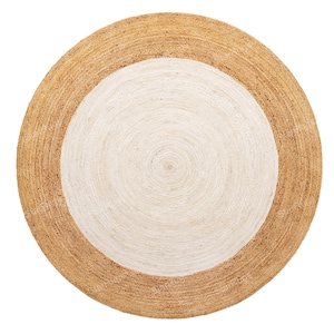 Round Jute Rug, Round Area Rug, White Round Rug, Natural Round Rug, Jute Circle Rug, Rug for Dining Table, Round Doormats, Round Kitchen Rug