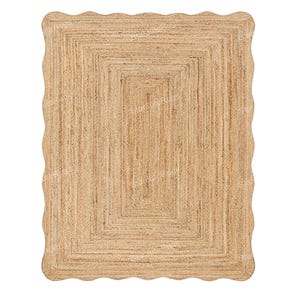 Natural Jute Rug- Wavy Edge Rug, Scalloped Jute Rug Jute Scallop Rug Wavy Edge Jute Rug Scalloped Border Rug Handbraided Rug Custom Jute Rug